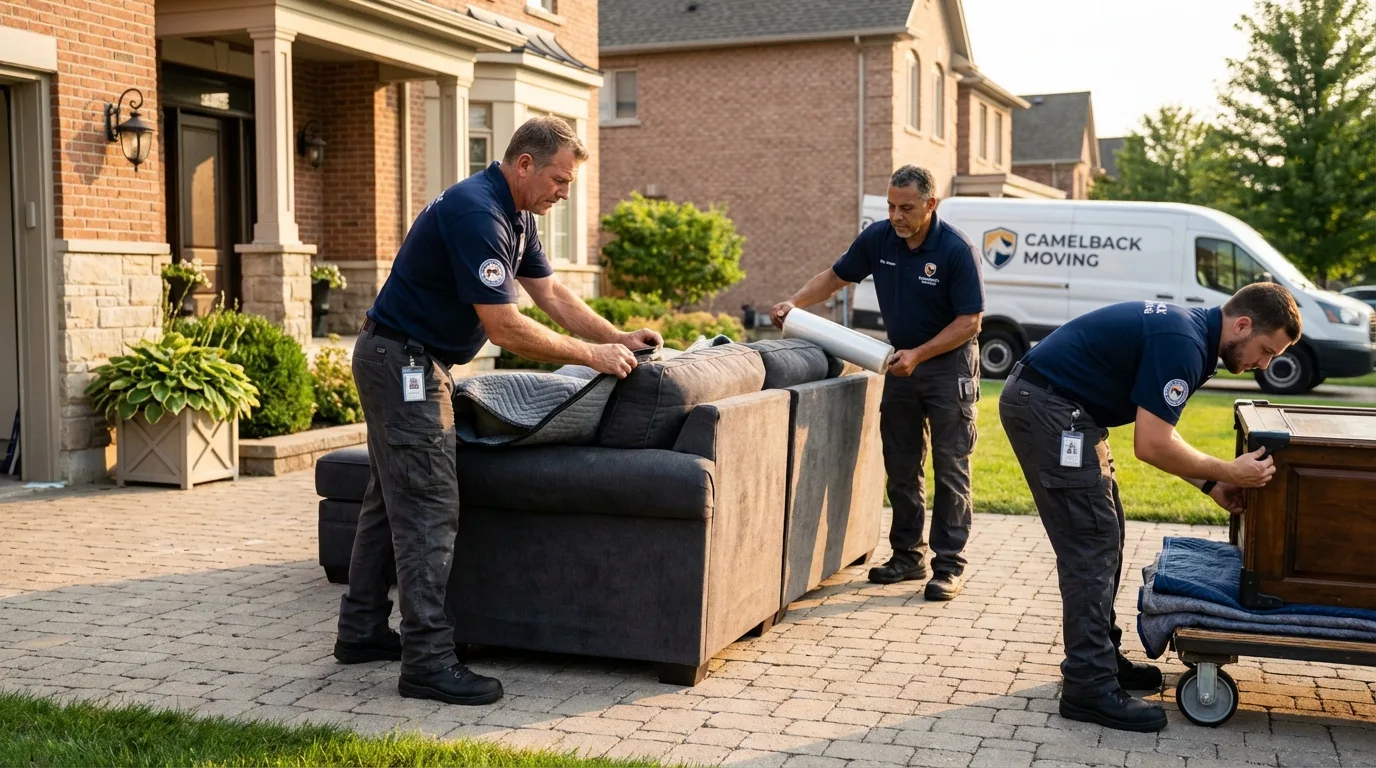 Large estate moving crew wrapping furniture in Santa Margarita, CA