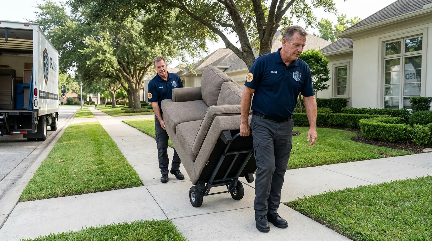 Local residential moving crew loading furniture in Santa Margarita, CA
