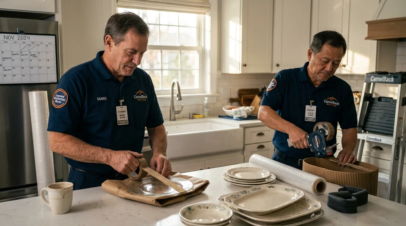 Professional crew packing kitchen dishware in Santa Margarita, CA